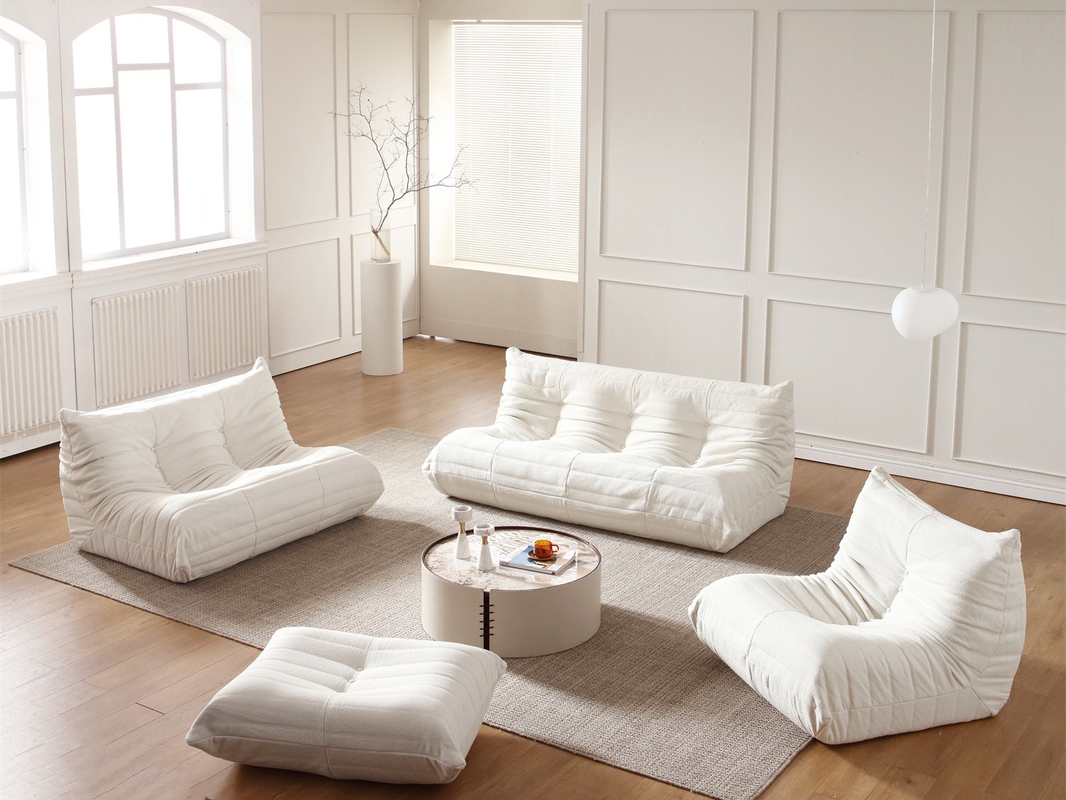 Togo Sofa Replica White in Boucle Homart Furniture Store